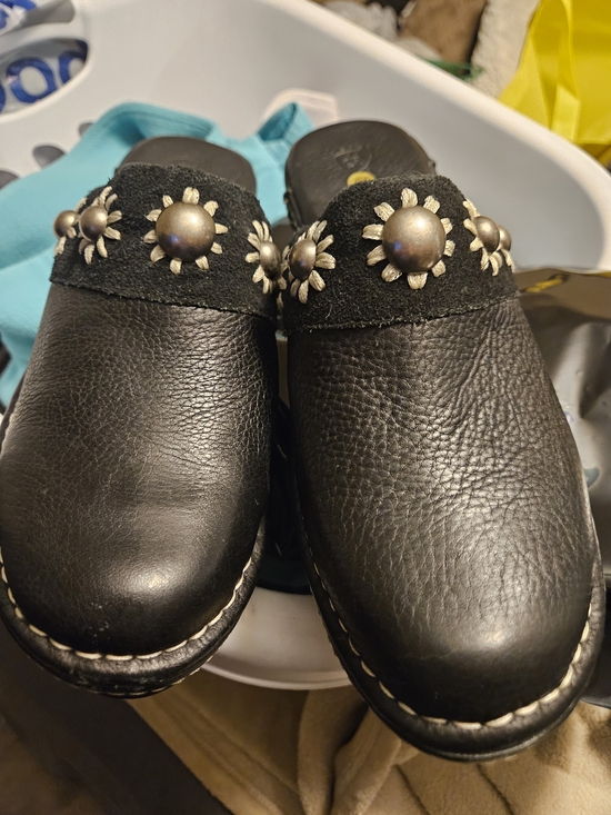 Ariat Shoes - Ariat Black Leather Clog Mules with Decorative Sunburst Studs